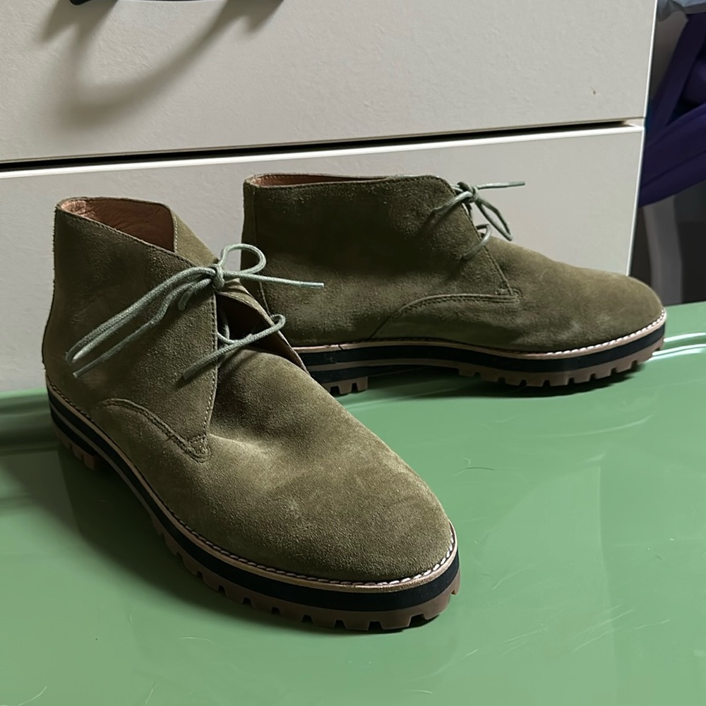 Madewell The Wren Boot in Suede Earthy Green Size 9.5